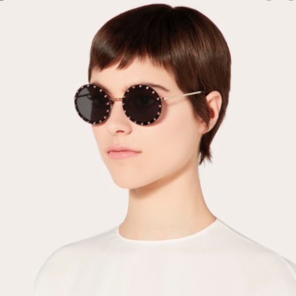 VALENTINO blue studded round sunglasses main image 4